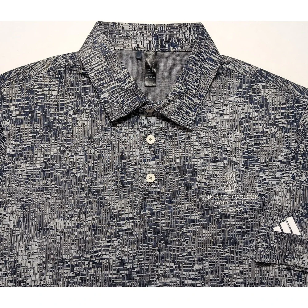 ADIDAS Ritz Carlton Golf Club Polo Shirt Orlando Blue Camo Medium M